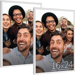 Anozie 16x24 Picture Frame White, 16 x 24 Picture Frames with HD Plexiglass BLK